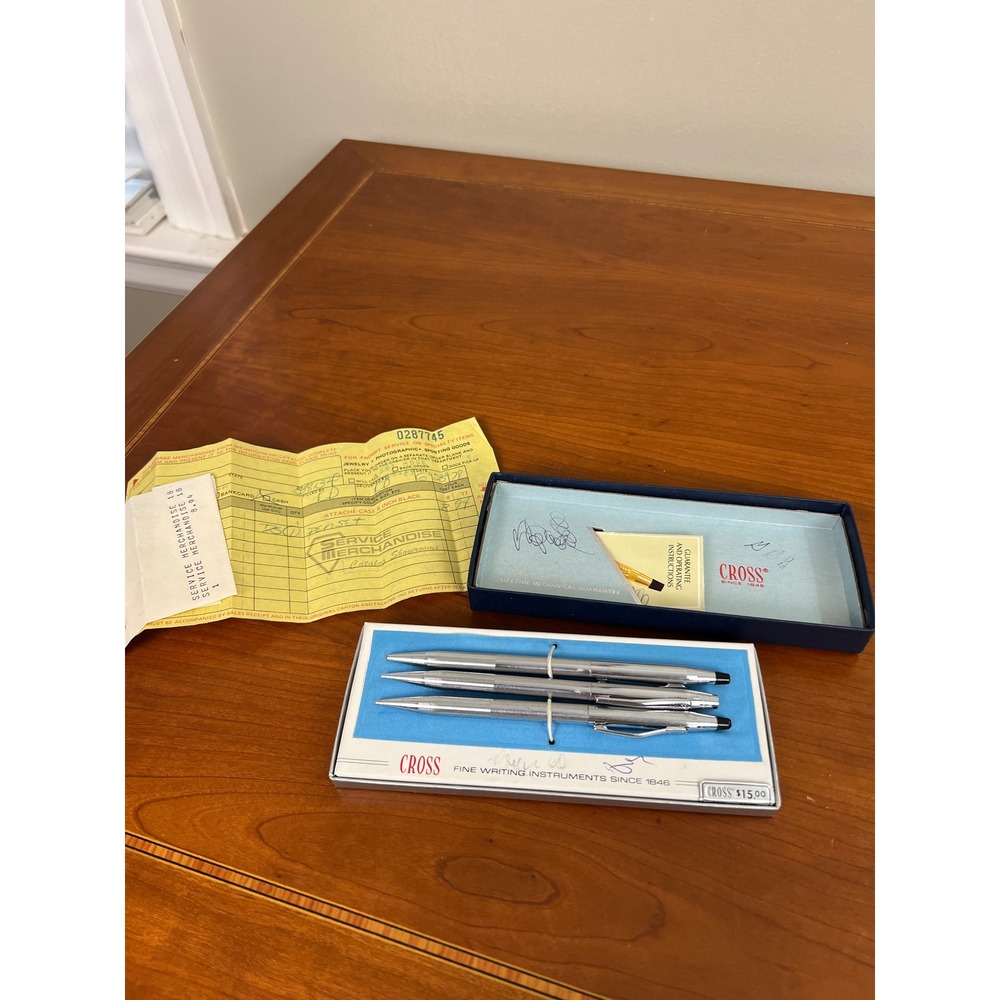 Vintage Cross Lustrous Chrome Pen and Pencil Set of 3 Service Merchandise 1978